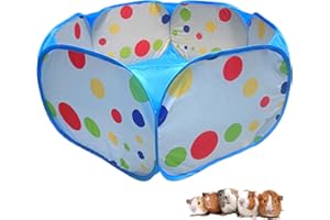 Benixmidart Small Animal Playpen, Portable Guinea Pig Playpen Pet Cage Tent, Waterproof Pop-up Open Pet Tent Metal Wire Yard Fence for Hamster Indoor Outdoor Exercise (Blue)
