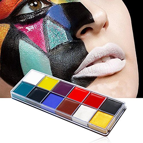 Körpermalfarbe Körperfarbe Set 12x Körperfarben Körpermalfarben Halloween Karneval Make Up Schminke Palette Gesichtsfarbe Bodypaint Bodypainting Schminke für Body und Facepainting, Face Painting Oil Multi-Farben-Verfassungs-Halloween-Kostüm-Kinderfasching Körper (Farbe) - 9