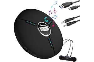 KLIM Discman - Portable CD Player med inbyggt batteri, inklusive atfusionshörlurar. Kompakt mini CD-spelare, kompatibel med CD-R, CD-RW och MP3. Discman CD -spelare - Ny publikation -Schwarzz