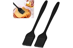 SOTMZA 2 Pièces Pinceau Cuisine, Pinceau Patisserie Silicone, Résistant à la Chaleur, Sans BPA Pinceau Alimentaire pour Cuisiner, Barbecue, Gâteaux, Cuisson (Noir)