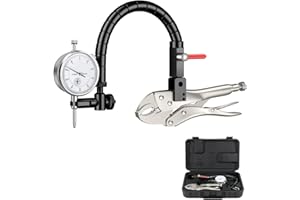 AccuGrapha Scheibenbremsrotor-Messgerät mit 0-10 mm Messuhr(0.01mm Auflösung), Auto-Bremsscheiben-Schlagfestigkeitsprüfer, Klemmschraubstock mit 360 ° Flexiblem Arm