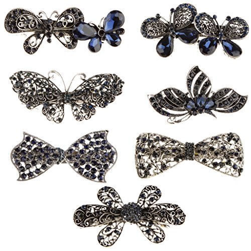 Große Vintage-Frauen Kristall Strass Schmetterling Haarspange Clip Haarnadel - 5