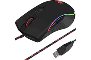 GADIRIA DunMoon - Ratón Gaming con Cable - dpi Ajustables hasta 7200, Gaming Mouse Óptico, Ergonómico, Led con 7 Botones Programables, Iluminación RGB para PC, Portátil, Ordenador - Raton Gamer.
