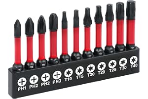 Flintronic 11 st Torx skruvmejselbits set, magnetisk säkerhet slagskruvmejsel bitar, S2 stål Phillips Pozidriv bitar, manipul