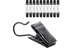 GKONGU Clips Cortinas de Metal,30 Piezas Fotos Clips con Ganchos,Apto para Colgar Cortinas de Ducha, Cuerdas de Luces, Calcetines, Toallas, exhibición de Manualidades (Negro)