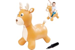 Herfair Hüpftier ab 2 Jahre Kinder Aufblasbare Hirsch mit Luftpumpe Hüpfball Hüpfspielzeug Geschenk für Weihnachten, Tragfähigkeit 150 kg (C)