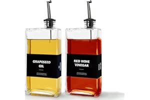 BIKALAN Olive Oil Dispenser Bottle for Kitchen, Coffee Syrup Dispenser - Elegant & Classy Olive Oil Bottles for Kitchen - Glass Cooking Oil Dispenser, Container, Cruet (Black, 500 Milliliters)