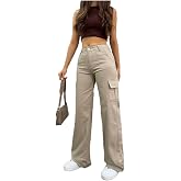 BİKELİFE Light Green Cargo Lycra High Waist Wide Leg Trousers with Pockets-1