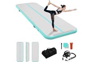 IBATMS Air Track Ginnastica Artistica 3/4/5/6 Metri 10/20cm Spessore – Tappeto Ginnastica Artistica da Casa con Pompa Elettrica, Tappetino Gonfiabile per Allenamento, Yoga, Cheerleading, Fitness