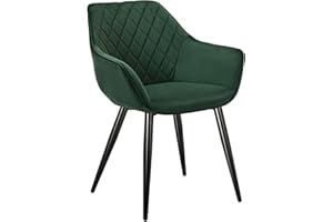 ‎WOLTU WOLTU Esszimmerstuhl 1 Stück Küchenstuhl Wohnzimmerstuhl Polsterstuhl Sessel, Armlehnstuhl mit Rückenlehne, für Esszimmer, Küche, Wohnzimmer, Samt, Metallbeine, Grün, BH153gn-1