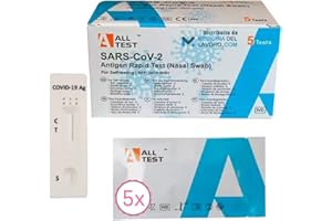MEDICINADELLAVORO.COM ALL TEST - 5 Tamponi covid 19 rapido nasale, Kit Rapido Tampone per l'Antigene SARS-COV-2 -Riconosce tutte le Varianti - Affidabilità 99.5% - 5 Test Covid
