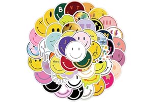 SANMATIC 50 pièces autocollants Visage souriant à la mode pour valise Skateboard ordinateur portable bouteilles d'eau voiture adolescents garçons filles décalcomanie étanche