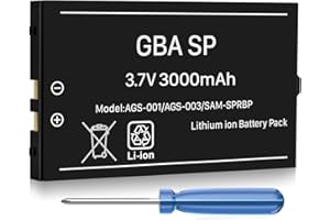 QUZMO 3000 mAh Batterie pour Gameboy Advance SP, Batterie de Rechargeable Haute Capacité Améliorée pour Nintendo GBA SP AGS-001, SAM-003, Sam-SPRBP Console