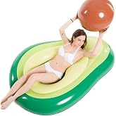 Latern Giant Inflatable Avocado Float, 65 Inch Large Floating Raft for Swimming Pool PVC Lounge Beach Floating with Water Bal