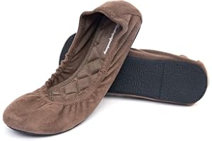 HEVA Women's Foldable Round Toe Ballet Flats Comfortable Ladies Slip On Loafers Pumps Shoes