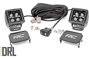 Rough Country 2" Black Series Amber DRL Square CREE Cube LED Pair - 70903BLKDRLA