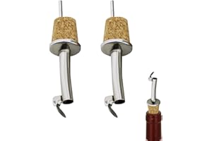 SODWES 2PCS Bec Verseur Huile D'olive,Bec Verseur Vin, Bec Verseur,Bouchon Huile D'olive,Verseurs Avec Couvercle,Becs Verseurs En Acier Inoxydable Et Liège,Bouteille Huile Olive Bec Verseur Pour Le Vin