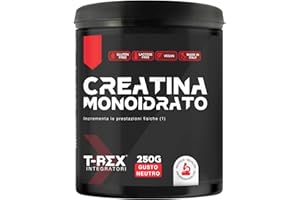 T-Rex Integratori Creatina Monoidrata - Integratore alimentare per massa muscolare e boost energetico pre workout (Polvere, 250 g (Confezione da 1))