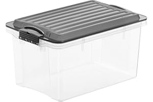 Rotho Compact Caja de almacenamiento de 4,5 l con tapa, Plástico (PP) sin BPA, gris/transparente, A5/4.5l (27.0 x 18.5 x 15.0 cm)