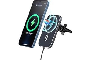 BHHB 15W Magnetisch Kabellos Handyhalterung Auto Ladegerät, Kompatibel mit Mag-Safe Air Vent Autohalterung Schnellladegerät, Wireless Charger 360°Drehbar gelten für i-Phone 16/15/14/13/12 Pro Max Plus