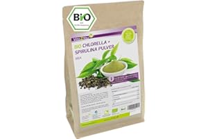 Vita2You BIO Chlorella + Spirulina Mix Pulver 500g - Verhältnis 50:50 - Aus Ökologischen Anbau DE-ÖKO-006 - Zippbeutel - Prem