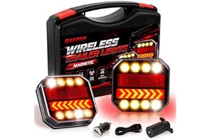 SAKFEP Magnetic Wireless Trailer Lights, 2.4GHz Rechargeable LED Tow Lights Kit with IP67 Waterproof, All-in-One Brake Turn Signal Tail Lights for Truck Trailer RV Boat Camper