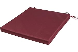 SOFTILLO Waterproof Patio Chair Cushion with Seat Ties - Indoor and Outdoor Furniture Seating - Water-Resistant Polyester - Kitchen Dining, Lawn & Garden, Coffee Shop Use - 36 x 36 cm - Dark red