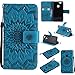Produktbild Lonchee Huawei Nova Leder Wallet Tasche Brieftasche Schutzhülle , Sonnenblumen geprägten Muster Design Hochwertige PU Leder Folio Tasche Case Hülle im Bookstyle mit Standfunktion Kredit Kartenfächer (blau)