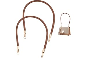EceoThsy 2 Piezas Correas De Bolso De Recambio con Asa Trenzada, Asas con Ganchos Metálicos, Accesorios De Bricolaje para Bolsos, Versátiles Y Duraderas, Marrón, Asas De Cuero para Bolsos 60cm
