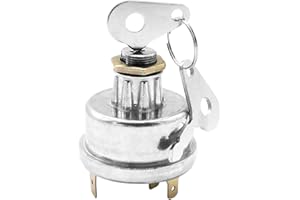 FDKJOK 12/24v Tractor Plant Ignition Switch 35670 128sa, Universal Ignition Switch Starter for Tractor Suitable for Massey Ferguson JCB AS Lucas 35670(Silver)