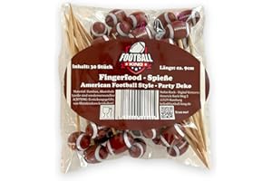 FOOTBALL-KING Fingerfood-Spieße - American Football Style - Party Deko 30 Stück - 9cm Länge - Snack Stadion Deko Superbowl