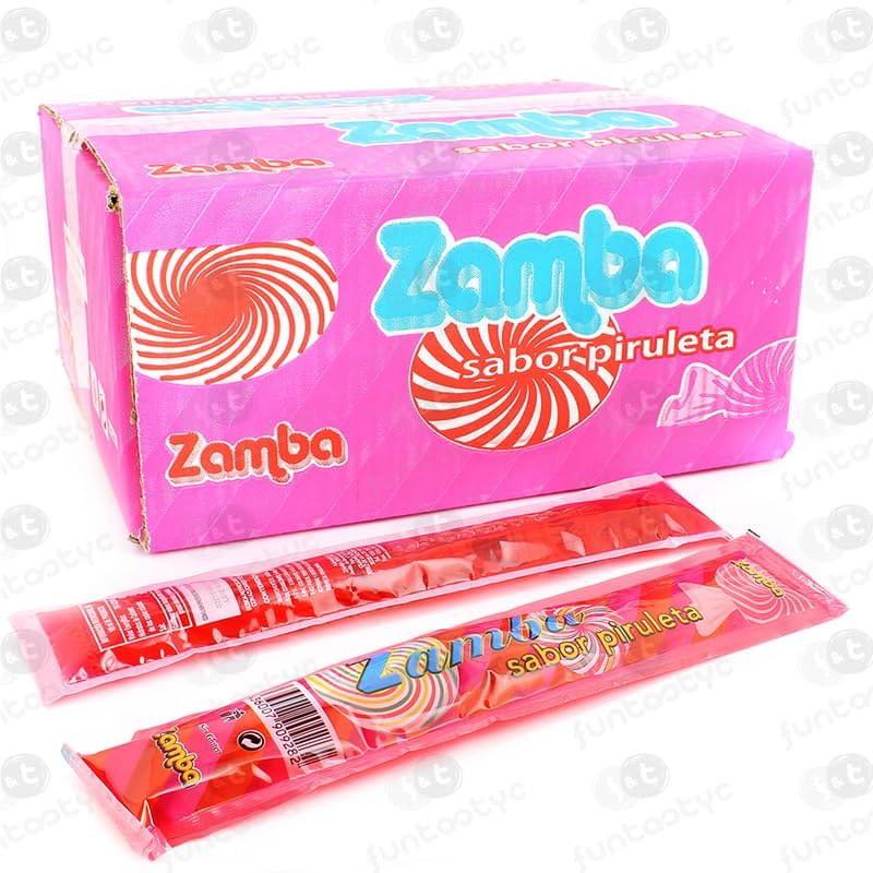 Flash ZAMBA Polos Líquidos para Congelar, Polines 1 Caja 55 Unidades (Piruleta Roja)