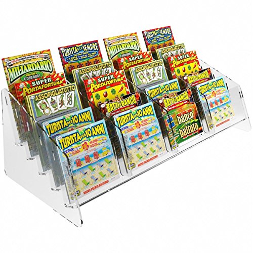 Avà srl Espositore gratta e Vinci da banco in plexiglass Trasparente a 20 Tasche