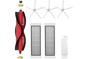 APZOVO Kit de Accesorios de Repuesto Recambio con Roborock S5 Max S6 Max S6 Pure S6 MaxV S50 S51 S55 S60 S65 S5 S6, 2 Filtro, 3 Cepillo Laterale de Silicona, 1 Cepillo Principal