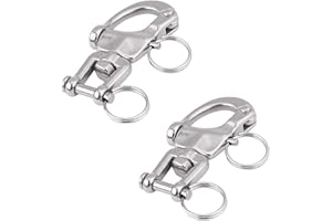 Snowtain 2Pcs Swivel Snap Anchor Shackle Rigging,Quick Release Shackle Boat,Snap Swivel Shackle, 304 Stainless Steel Quick Release Eye Bail for Sailboat Spinnaker Halyard(70mm)