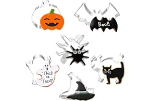 JOKILY 6Pcs Moldes de Galletas Halloween, Moldes para Galletas De Halloween, Juego de Cortador de Galletas de Halloween, Cookie, Fondant, Formas Halloween Variadas Fiesta Galletas
