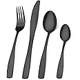 Bettlife 16-Piece Tableware Set - Stainless Steel Flatware & Silverware with Matt Black Knife and Fork Set, Service for 4, Dishwasher Safe