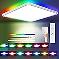 LED Ceiling Light Dimmable, 24W 3200LM 13 RGB Color Changing Bathroom Light 3000-6500K with Remote Control, Timer & Memory, IP54 Waterproof 30CM Square Flush Ceiling Lamp for Kitchen Bedroom Hallway