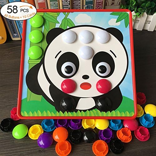 Uping Mosaic Pegboard Puzzle Games mushroom nails Early Learning Educational Toys 48 Button 10 Templates