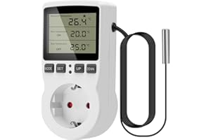 HEEMOL Prese per regolatore di temperatura 230 V Presa termostato digitale con sensore di controllo della temperatura per riscaldamento, raffrescamento, ventilazione