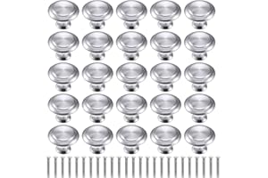 BONHHC Juego de 25 tiradores un solo orificio para armario, manijas redondas de metal con tornillos para armarios de cocina, cajones de armario