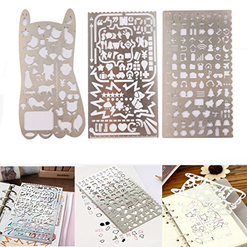 A-szcxtop Multifunktionale Zeichnungsvorlage Lineal, Malerei Graffiti, Creative Hand Zählen Grafiken Schablonen für Büro, Diary (3 PCS)