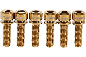 Nimomo Bulloni dello Stelo della Bicicletta, Bulloni in Lega di Titanio M5 X 18 Mm Vite con Set di Rondelle per Attacco Manubrio della Bicicletta MTB (6 Pezzi)