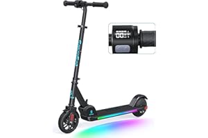 SmooSat E9 PRO Elektroroller für Kinder von 8-12 Jahren, mit Bunter Regenbogenlicht, 8 Kilometer Reichweite, LED-Anzeige, Ein