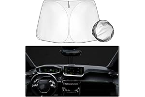 SHAOHAO Peugeot 2008 e-2008 2014-2022 2023 Parasole in tessuto rivestito in argento, visiera parasole pieghevole, protezione UV e termica, parabrezza