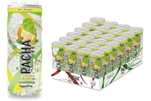 PACHA Drink Zero 24x Eau aromatisée pétillante sans sucre 250 ml (250 ml (Lot de 24), Citron-Cactus)