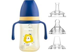 NOHLERLIFE 3 in 1 Transition Cup Bicchiere Antigoccia Bambini Tazza 240ml, con Cannuccia con Beccuccio Morbido Senza BPA, Tazza di Apprendimento a prova di Perdite con Manici (Giallo)