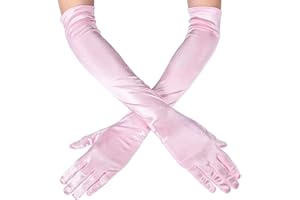 Ksnnrsng Damen Lange Handschuhe Satin Classic Opera Fest Party Hochzeit Braut Handschuhe 1920er Stil Handschuhe Elastisch Erwachsene Größe bis Handgelenk Länge