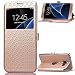 Produktbild Ledertasche Flip Leather View Cover für Apple iPhone 6/6s 4.7 zoll Hülle - Yihya Window View PU Leder Folio Schutzhülle Slim Bookstyle Case mit Ständer Halter - Gold