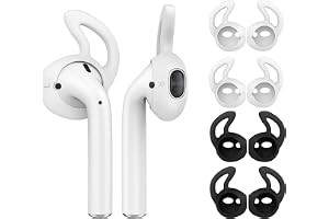 MoKo Silicone Eartips Fit Apple AirPods/EarPods [4 Pairs], Silicone Soft Covers Anti-Slip Sport Earbud Tips, Anti-Drop Ear Hook Gel Headphones Earphones Protective Accessories Tips - White +